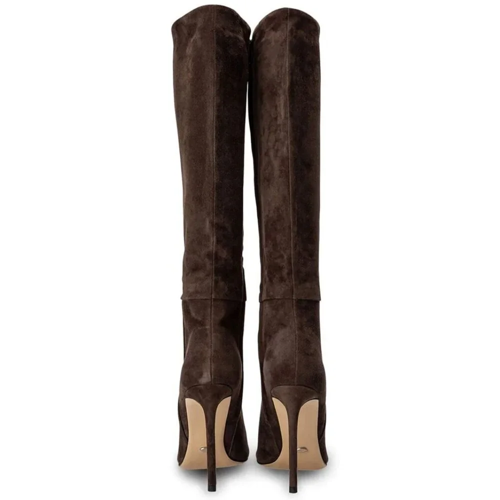 Tony Bianco Apollo Boot in Espresso Suede knee high leather high heeled heels - Picture 14 of 15